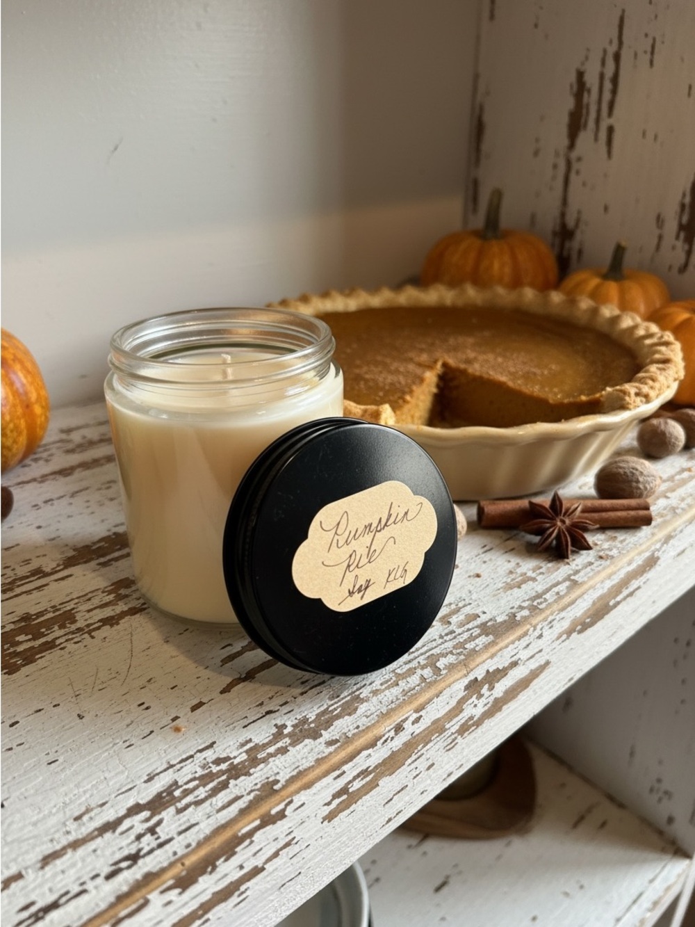 Handmade Scented Soy Jar Candle - Pumpkin Pie Cream